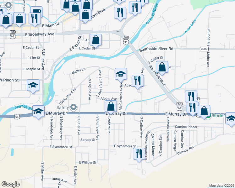 map of restaurants, bars, coffee shops, grocery stores, and more near 800 Mc Cormick School Road in Farmington