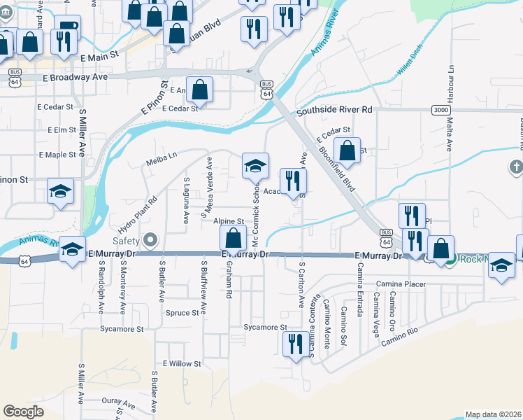 map of restaurants, bars, coffee shops, grocery stores, and more near 800 Mc Cormick School Road in Farmington