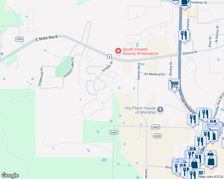 map of restaurants, bars, coffee shops, grocery stores, and more near 1903 Gobler Court in West Plains