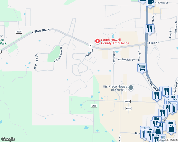 map of restaurants, bars, coffee shops, grocery stores, and more near 1903 Gobler Court in West Plains