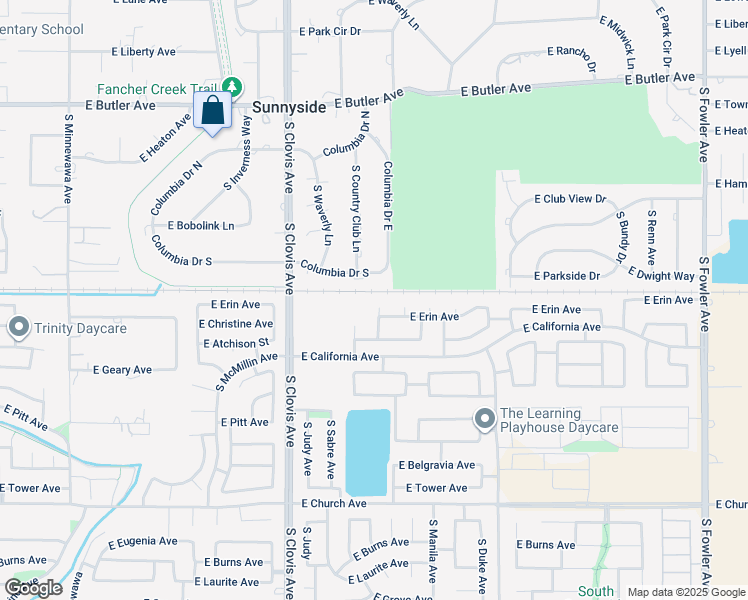 map of restaurants, bars, coffee shops, grocery stores, and more near 2143 South Preuss Avenue in Fresno