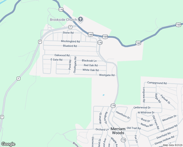 map of restaurants, bars, coffee shops, grocery stores, and more near 4050-4106 Westgate Rd in Merriam Woods