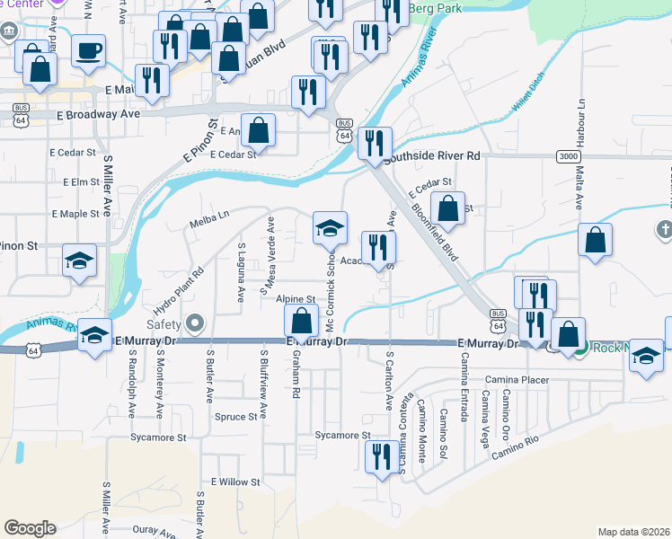 map of restaurants, bars, coffee shops, grocery stores, and more near 800 Mc Cormick School Road in Farmington