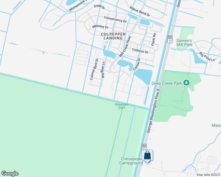map of restaurants, bars, coffee shops, grocery stores, and more near 736 Arbuckle Street in Chesapeake