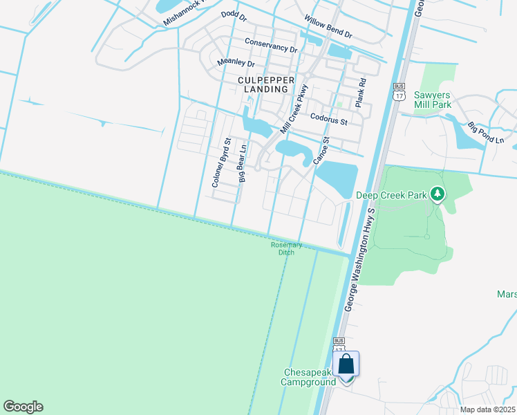 map of restaurants, bars, coffee shops, grocery stores, and more near 736 Arbuckle Street in Chesapeake