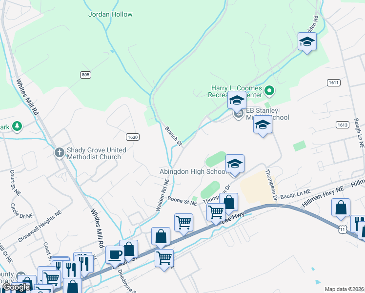 map of restaurants, bars, coffee shops, grocery stores, and more near 601-23331 County Road 699 in Abingdon