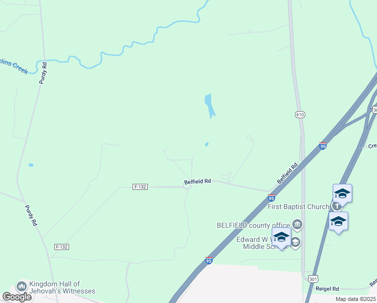 map of restaurants, bars, coffee shops, grocery stores, and more near 619 Belfield Road in Emporia