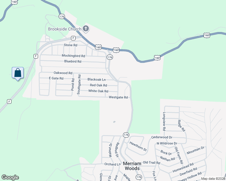 map of restaurants, bars, coffee shops, grocery stores, and more near 4054-4080 Red Oak Rd in Merriam Woods