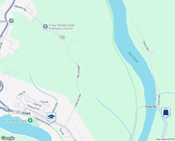 map of restaurants, bars, coffee shops, grocery stores, and more near 198 Brettwood Drive in Galax