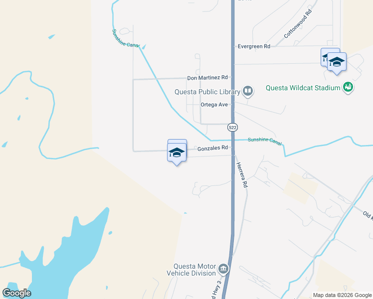 map of restaurants, bars, coffee shops, grocery stores, and more near Gonzales Road in Questa