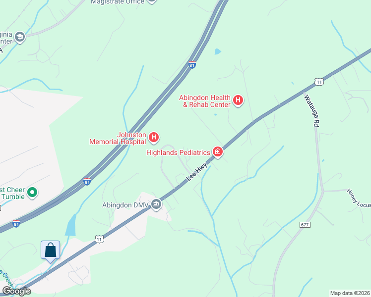map of restaurants, bars, coffee shops, grocery stores, and more near 16235 Samantha Drive in Abingdon