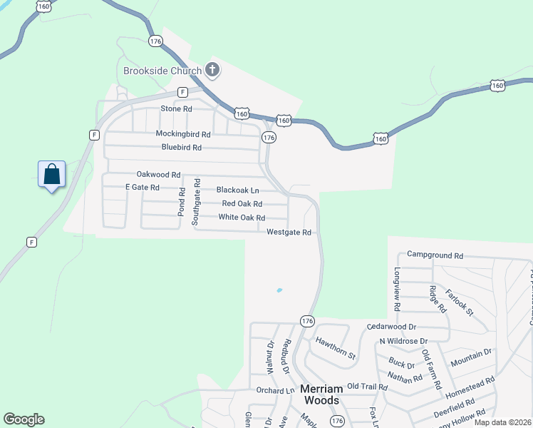 map of restaurants, bars, coffee shops, grocery stores, and more near 4054-4080 Red Oak Rd in Merriam Woods