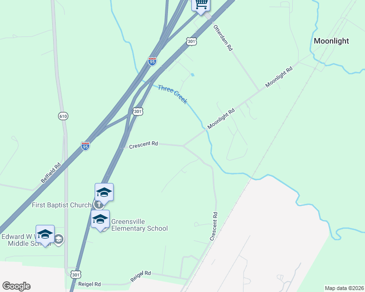 map of restaurants, bars, coffee shops, grocery stores, and more near 853 Crescent Road in Emporia