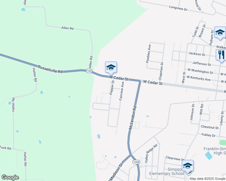 map of restaurants, bars, coffee shops, grocery stores, and more near in Franklin