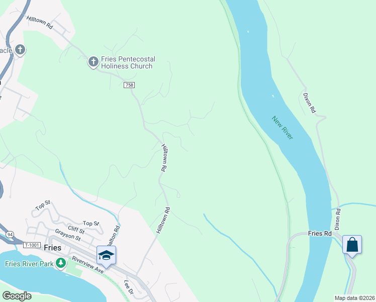 map of restaurants, bars, coffee shops, grocery stores, and more near 198 Brettwood Drive in Galax