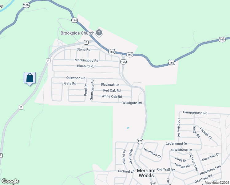 map of restaurants, bars, coffee shops, grocery stores, and more near 4048 Red Oak Road in Merriam Woods