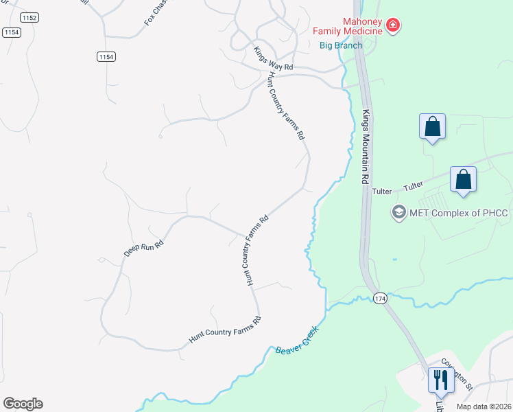 map of restaurants, bars, coffee shops, grocery stores, and more near 40 Deep Run Road in Martinsville