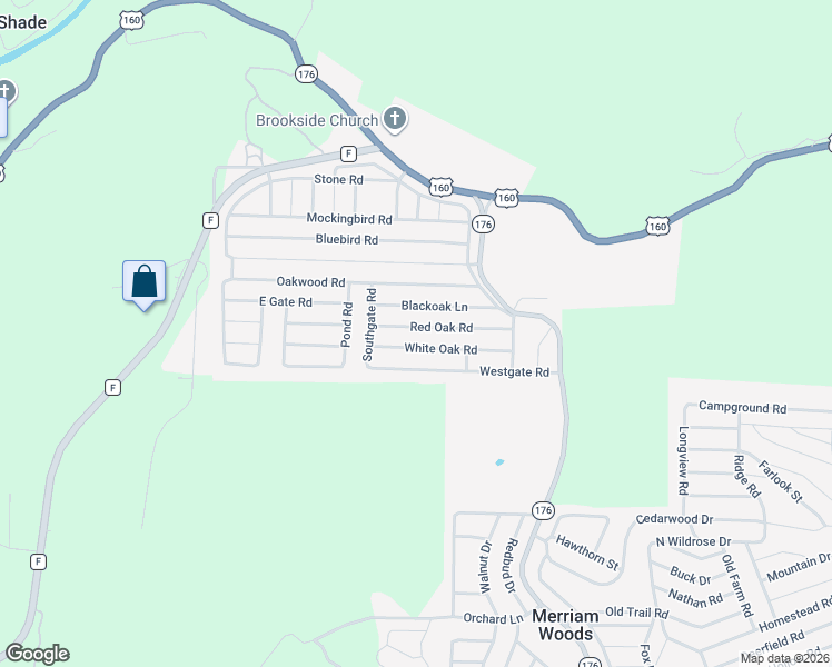 map of restaurants, bars, coffee shops, grocery stores, and more near 4034 Red Oak Road in Merriam Woods
