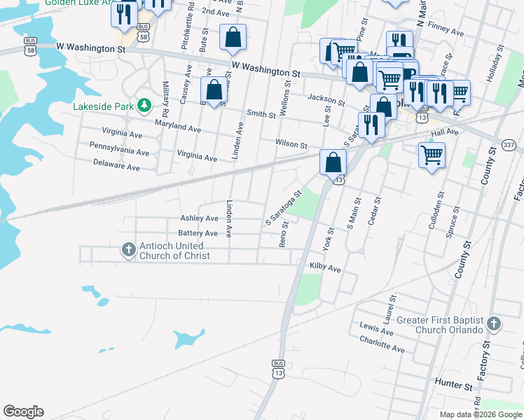 map of restaurants, bars, coffee shops, grocery stores, and more near 437 Wellons Street in Suffolk