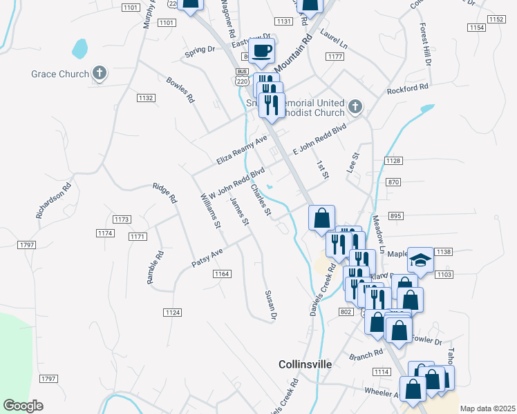 map of restaurants, bars, coffee shops, grocery stores, and more near 1-39 Charles Street in Collinsville
