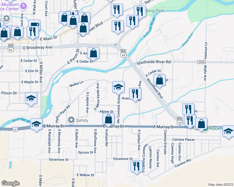 map of restaurants, bars, coffee shops, grocery stores, and more near 701 Mc Cormick School Road in Farmington