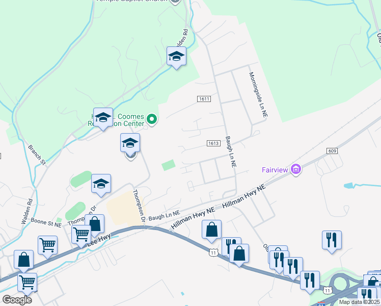 map of restaurants, bars, coffee shops, grocery stores, and more near 822 Edgemont North Street Northeast in Abingdon