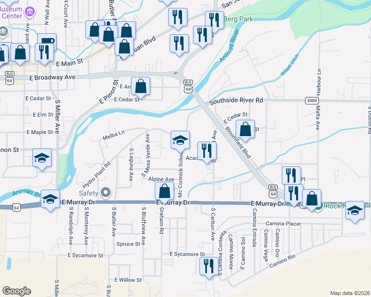 map of restaurants, bars, coffee shops, grocery stores, and more near 701 Mc Cormick School Road in Farmington