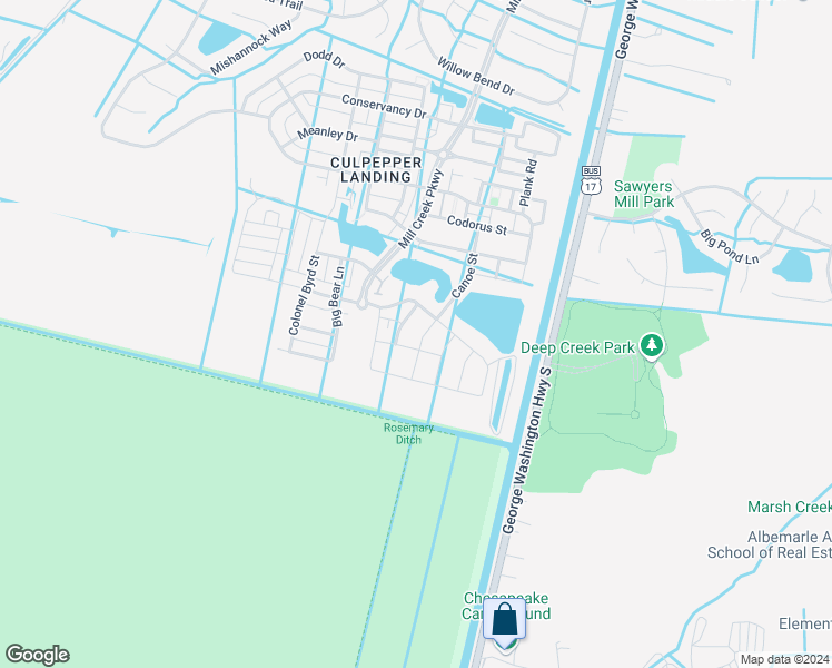 map of restaurants, bars, coffee shops, grocery stores, and more near 812 Canoe Street in Chesapeake