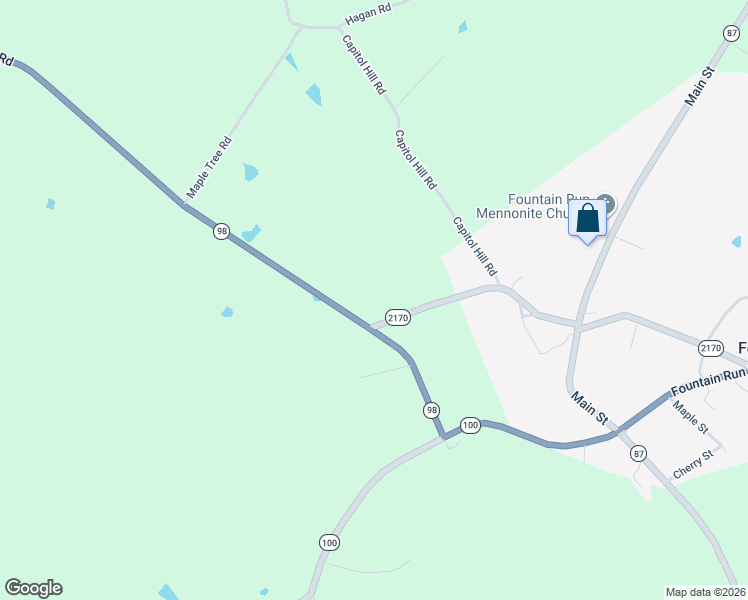 map of restaurants, bars, coffee shops, grocery stores, and more near 478-680 Mill Street in Fountain Run