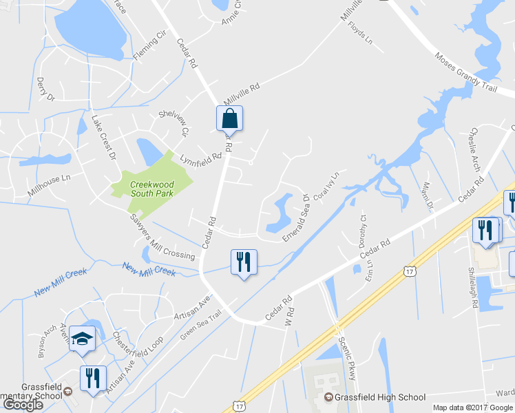 map of restaurants, bars, coffee shops, grocery stores, and more near 2024 Sunset Maple Lane in Chesapeake