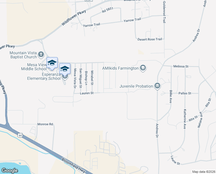 map of restaurants, bars, coffee shops, grocery stores, and more near 5301 Lauren Street in Farmington