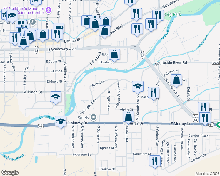 map of restaurants, bars, coffee shops, grocery stores, and more near 606 Laguna Avenue in Farmington