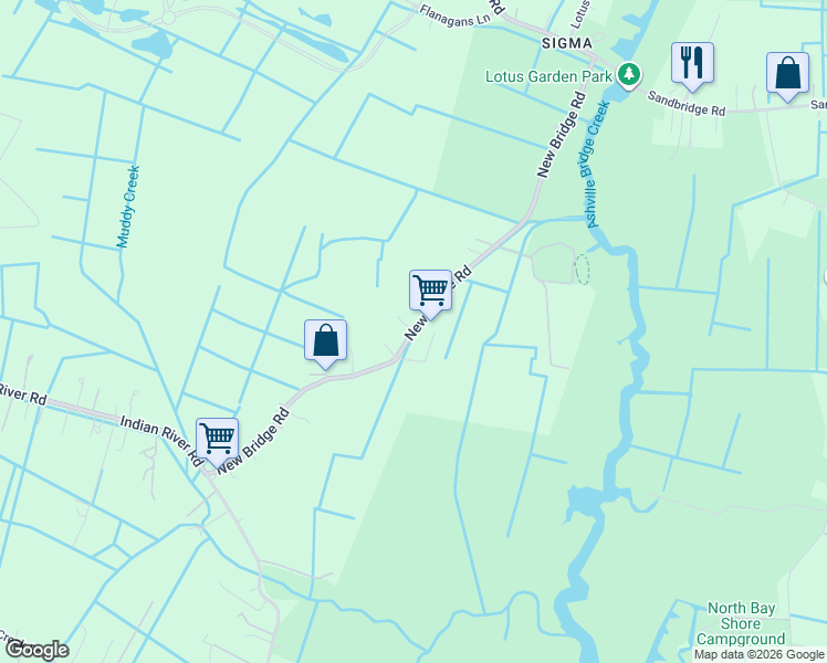 map of restaurants, bars, coffee shops, grocery stores, and more near 3118 New Bridge Road in Virginia Beach