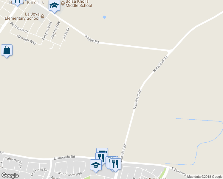 map of restaurants, bars, coffee shops, grocery stores, and more near 261 Natividad Road in Salinas