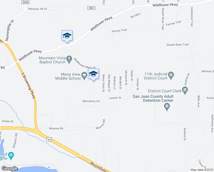 map of restaurants, bars, coffee shops, grocery stores, and more near 719 San Miguel Drive in Farmington