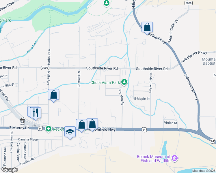 map of restaurants, bars, coffee shops, grocery stores, and more near 2805 E Elm St in Farmington