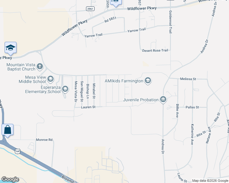 map of restaurants, bars, coffee shops, grocery stores, and more near 736 Jordan Street in Farmington
