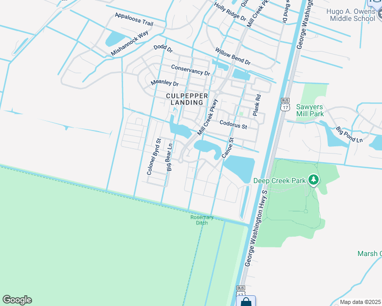 map of restaurants, bars, coffee shops, grocery stores, and more near 621 Evick Way in Chesapeake