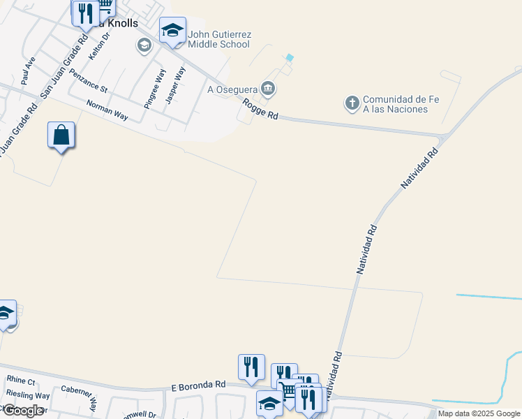 map of restaurants, bars, coffee shops, grocery stores, and more near 261 Natividad Road in Salinas