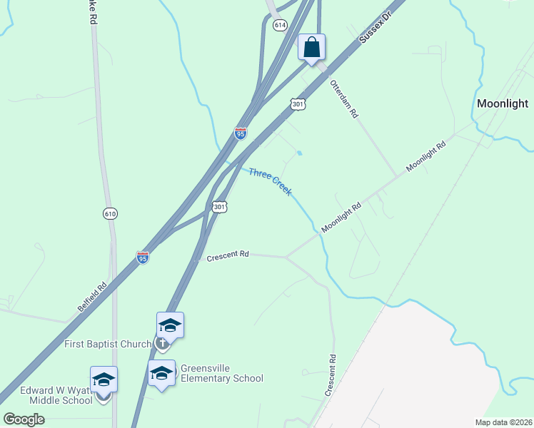 map of restaurants, bars, coffee shops, grocery stores, and more near 11 Quarter Moon Road in Emporia