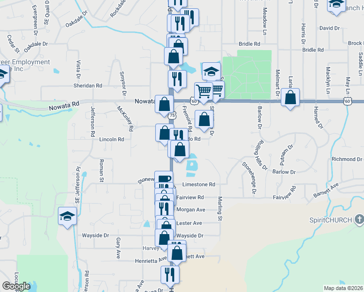 map of restaurants, bars, coffee shops, grocery stores, and more near 1900-1920 Southeast Washington Boulevard in Bartlesville