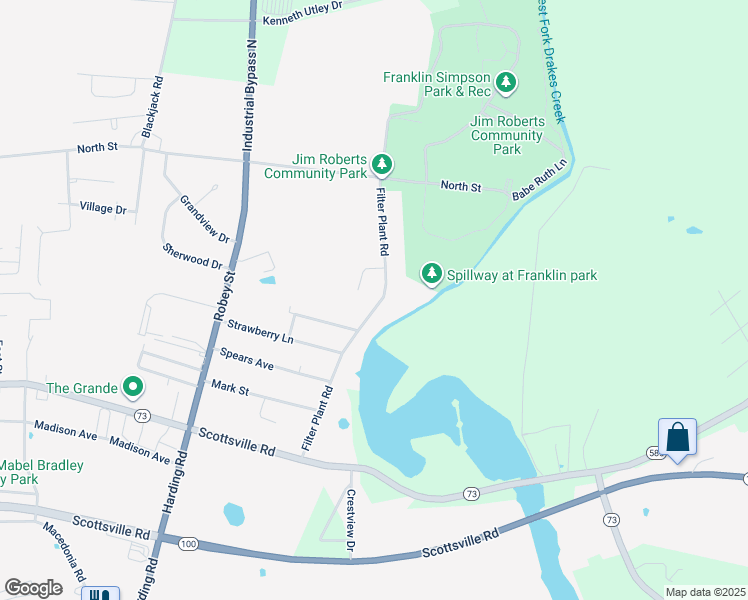 map of restaurants, bars, coffee shops, grocery stores, and more near 406 Filter Plant Road in Franklin