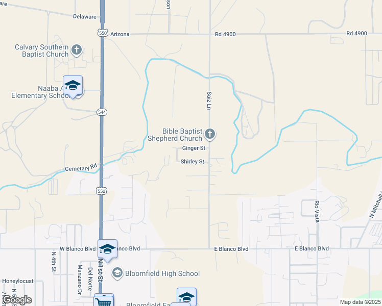 map of restaurants, bars, coffee shops, grocery stores, and more near 512 Ginger Street in Bloomfield