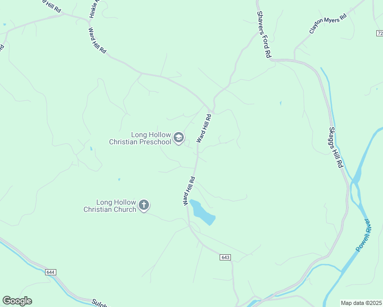 map of restaurants, bars, coffee shops, grocery stores, and more near 2122 Ward Hill Road in Pennington Gap