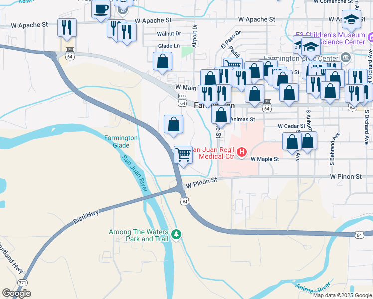 map of restaurants, bars, coffee shops, grocery stores, and more near 400 Nelson Avenue in Farmington