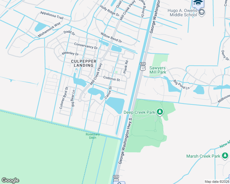 map of restaurants, bars, coffee shops, grocery stores, and more near 3103 Yuban street in Chesapeake