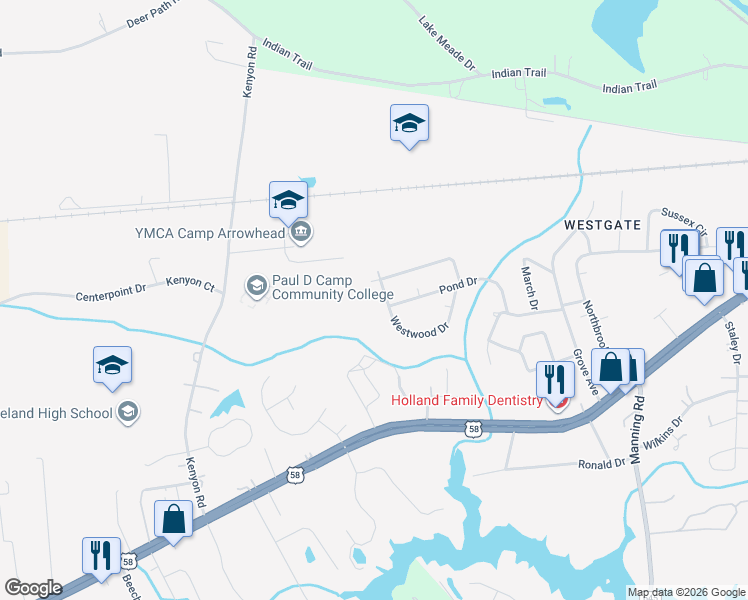 map of restaurants, bars, coffee shops, grocery stores, and more near 400 Sherwood Drive in Suffolk