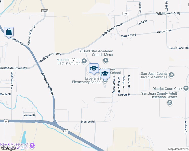 map of restaurants, bars, coffee shops, grocery stores, and more near 4451 Wildflower Mesa Drive in Farmington