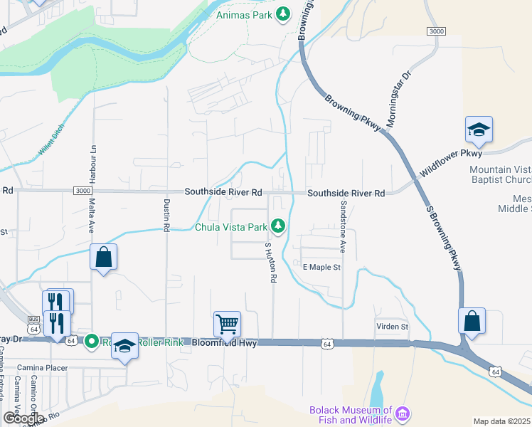 map of restaurants, bars, coffee shops, grocery stores, and more near 2909 East Cedar Street in Farmington