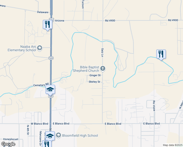 map of restaurants, bars, coffee shops, grocery stores, and more near 513 Ginger Street in Bloomfield